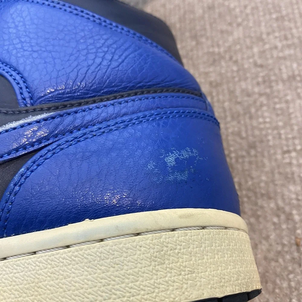 Jordan 1 Mid Shoes Mens Size 11.5‎ Blue Leather Basketball Sneakers 554724-412